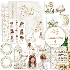 First Holy Communion 4 est un ensemble de papier numérique pour des occasions spéciales
