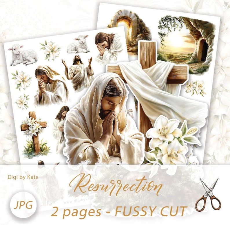 Resurrection of Jesus is a Digital Paper Set for Religious Easter ...