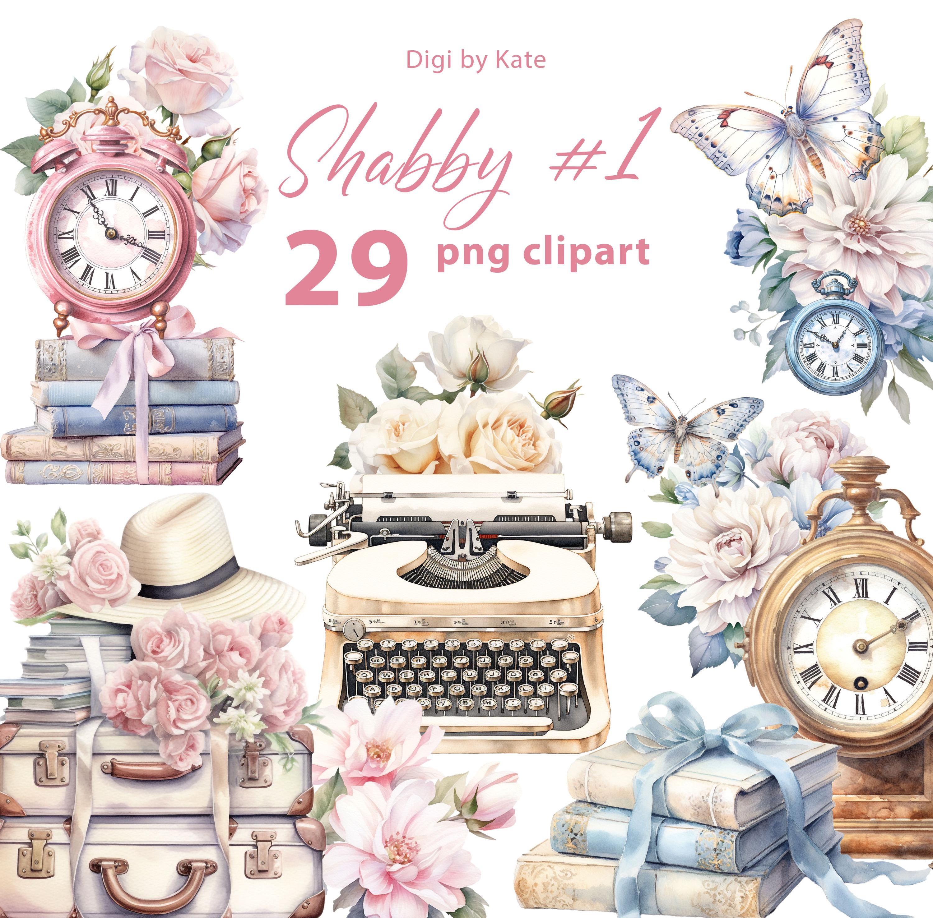 Shabby #1 29 PNG Clipart Bundle, Digital Paper, Shabby