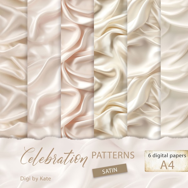 Celebration Satin Fabric Patterns on 6 A4 JPG Pages, Silk Backgrounds for Special Occasions