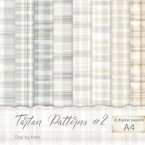 Tartan Patterns #2 on 8 A4 JPG Pages in Light Colors, Checkered Pattern