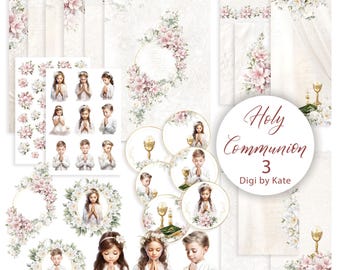 First Holy Communion 3 is a Digital Paper Set for Special Occasions