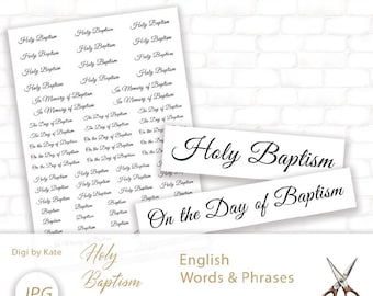 Holy Baptism Sentences in English on 1 A4 JPG Page to Print and Cut