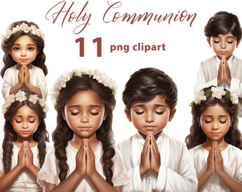 Holy Communion Boys and Girls Praying Clipart Set 11 PNG - Transparent Background - Part 2