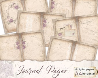 Vintage Junk Journal 6 A4 Horizontal Pages