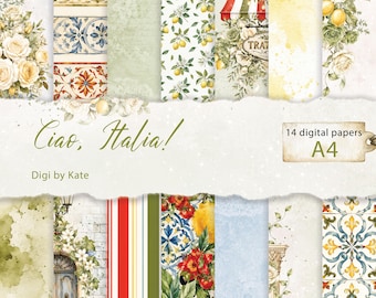 Ciao Italia Digital Paper Set for Scrapbooking and Journaling