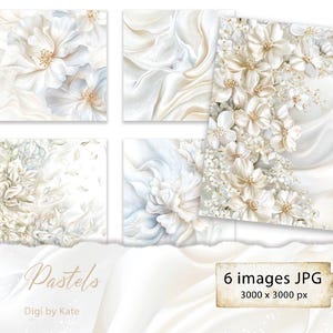 Juego de 6 tarjetas JPG en tonos pastel para scrapbooking y Junk Journal