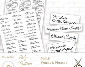Holy Baptism Sentences in Polish on 2 A4 JPG Pages to Print and Cut