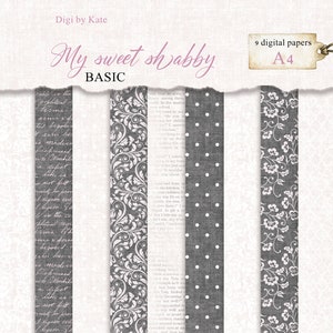 My Sweet Shabby Background Digitaal papier, Shabby Chic Scrapbookpapier, Shabby Zwart Linnen Roze Papier, Romantische Shabby Achtergrond