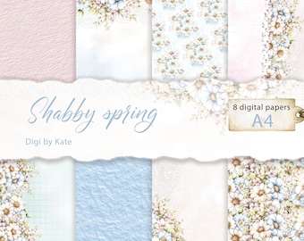 Shabby Spring A4 Digital Paper Set