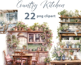 Country Kitchen 22 PNG Clipart Set - Vackra Cottagecore Kitchen Graphics