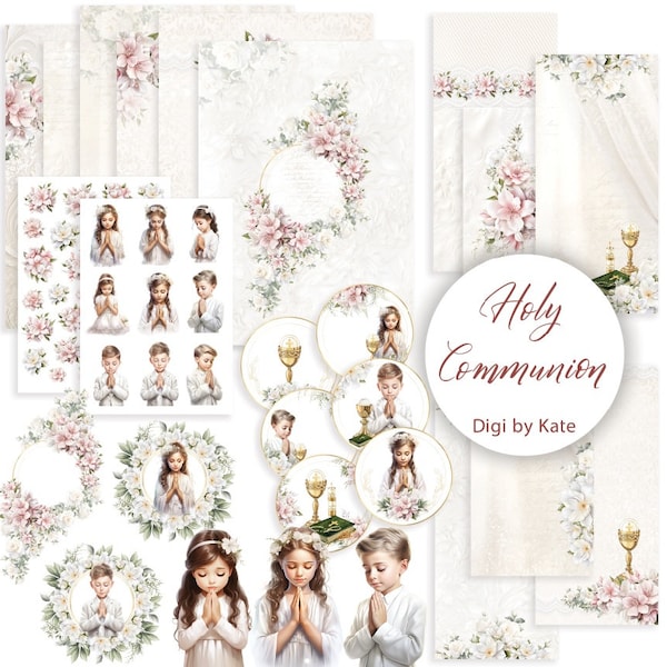 First Holy Communion 3 is a Digital Paper Set for Special Occasions