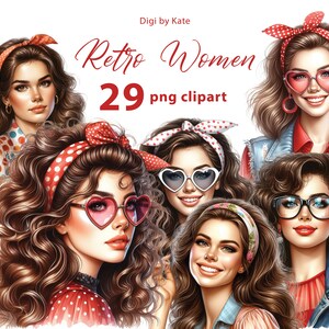 Retro Women 29 PNG Clipart - Gráficos femininos em fundo transparente