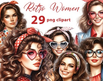 Retro Women 29 PNG Clipart - Ladies Graphics on Transparent Background