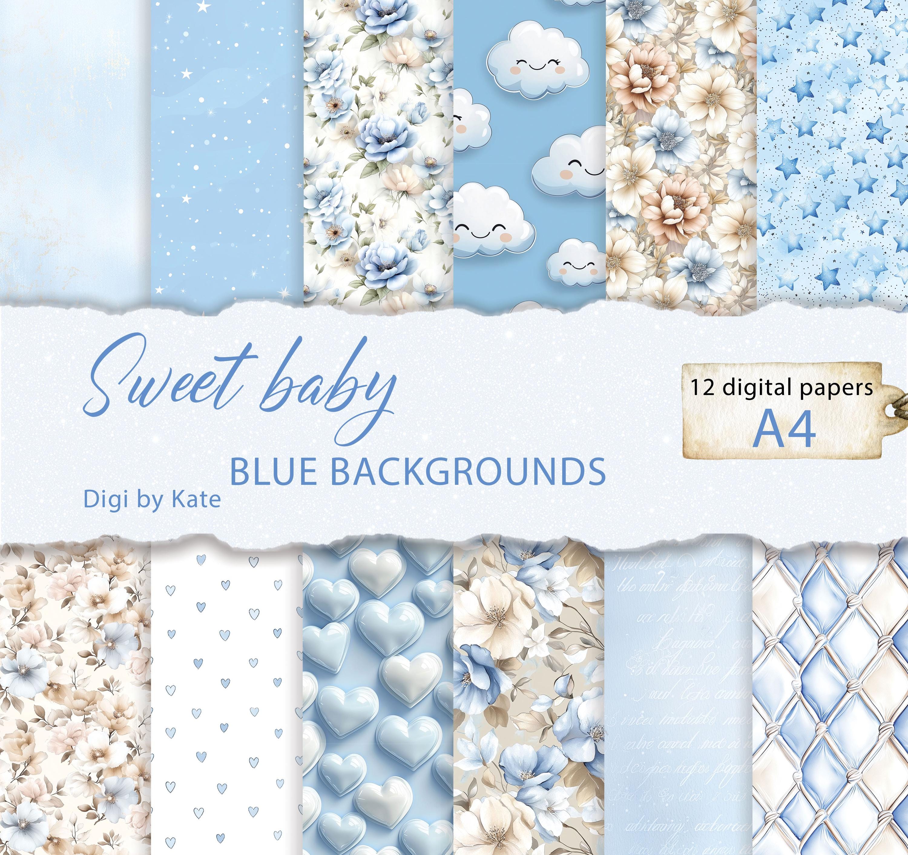 Baby Blue Backgrounds on 12 A4 JPG Pages, Pastel Blue and Beige ...