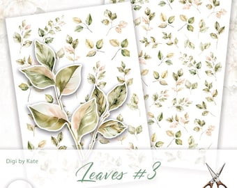 Green Leaves Fussy Cut on 2 A4 JPG Sheet
