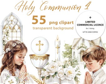 Holy Communion Elements and Boys & Girls 55 Clipart with Limited Commercial License
