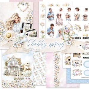 Shabby Spring-paket för dagbok och scrapbooking i pastellfärger
