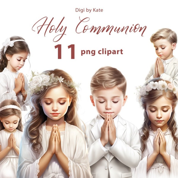 Holy Communion Boys and Girls Praying 11 PNG Clipart - Graphics on Transparent Background