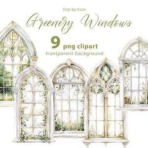 Stained Glass Greenery Fenster 9 PNG Clipart - Kirchliche Hochzeit Weiß und Grün Fenster auf Transparenten Hintergrund