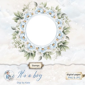 It' a Boy is a Digital Paper Bundle for a Birth of a Baby Boy, Baby Shower or Gender Reveal Party image 10