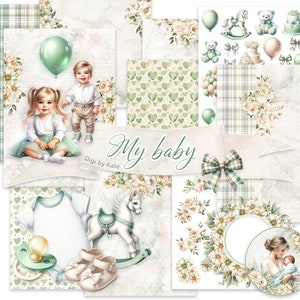 Mi bebé es un paquete de papel digital para un niño y una niña