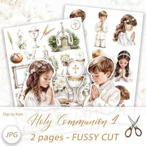 Communion rapide découpée sur 2 pages JPG A4 pour journaux et albums, impression et découpe d'éléments