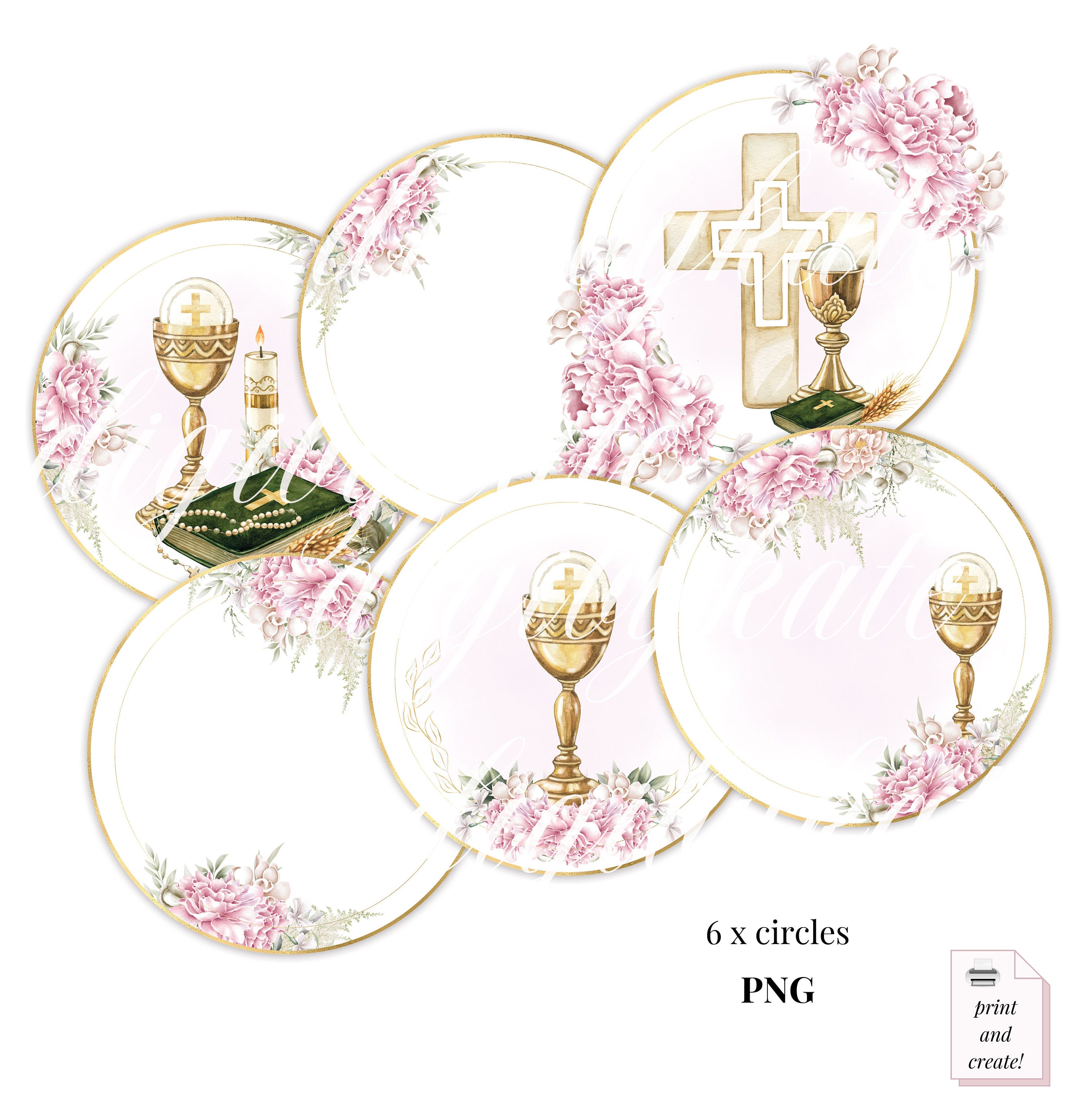First Holy Communion Soft Pink Digital Paper Pack, First Communion ...