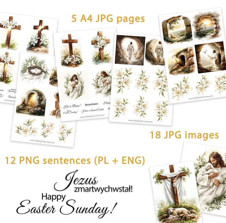 Resurrection of Jesus is a Digital Paper Set for Religious Easter ...