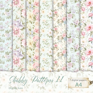 Shabby Patterns 11 in mint- en pastelkleuren op 7 A4 JPG-pagina's