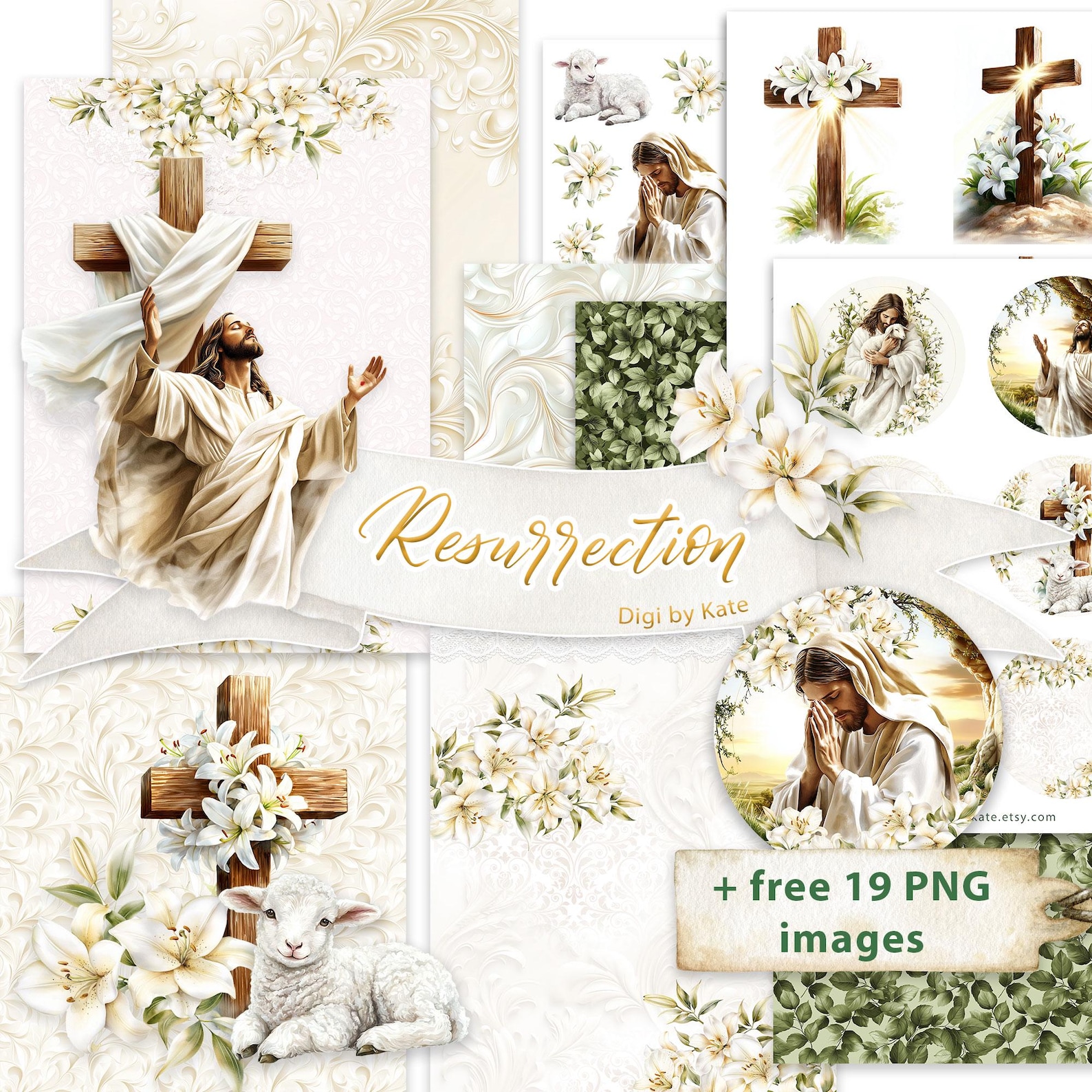 Resurrection of Jesus is a Digital Paper Set for Religious Easter ...