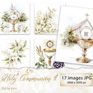 Imagens de Sagrada Comunhão 17 Cartões JPG, Papel para Scrapbook, Papel Digital para Diário