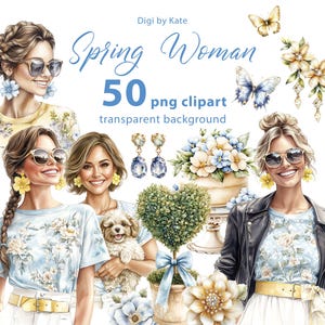 50 Pastell Frühling PNG Cliparts auf transparentem Hintergrund in den Farben Pastell Gelb und Blau