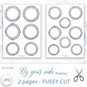 Blue Decorative Frames Fussy Cut on 2 A4 JPG Pages with Images to Print and Cut