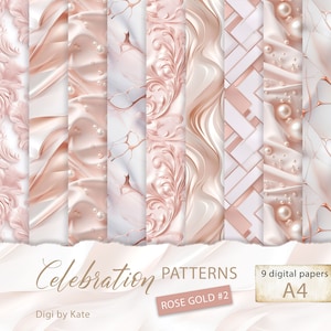 Festliche Muster in Rose Gold Farben #2 auf 9 A4 JPG Seiten, strukturierte Hintergründe für besondere Anlässe