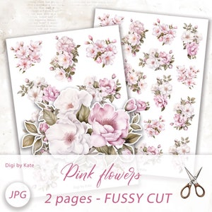 2 A4 JPG Seiten für Journals und Scrapbooks, Junk Journal Print und Cut Elemente