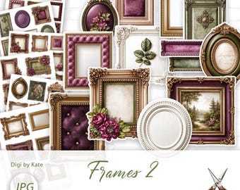 Frames 2 Fussy Cut on 6 A4 JPG Pages with Images to Print and Cut
