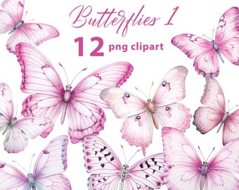 Butterflies 1 12 PNG Clipart - Pink Graphics on Transparent Background