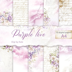Pastelpaars digitaal bruiloftpapier 10 A4 is een set voor speciale gelegenheden zoals bruiloft, verjaardag van een vriend of doop