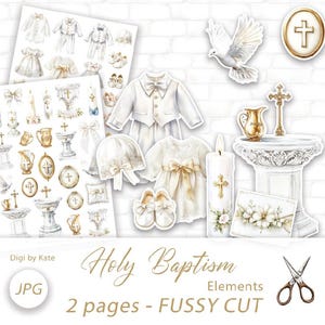 洗礼のファジーカット要素（A4サイズ2ページ）（日記やスクラップブック用）
