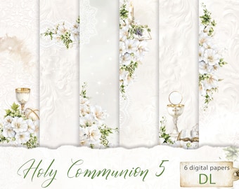 Holy Communion 5 is DL shaped Digital Paper Set in Soft Light Colors
