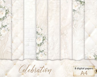 Celebration 8 A4 is a Digital Paper Set for Special Occasions such as Holy Communion, Wedding or Christening