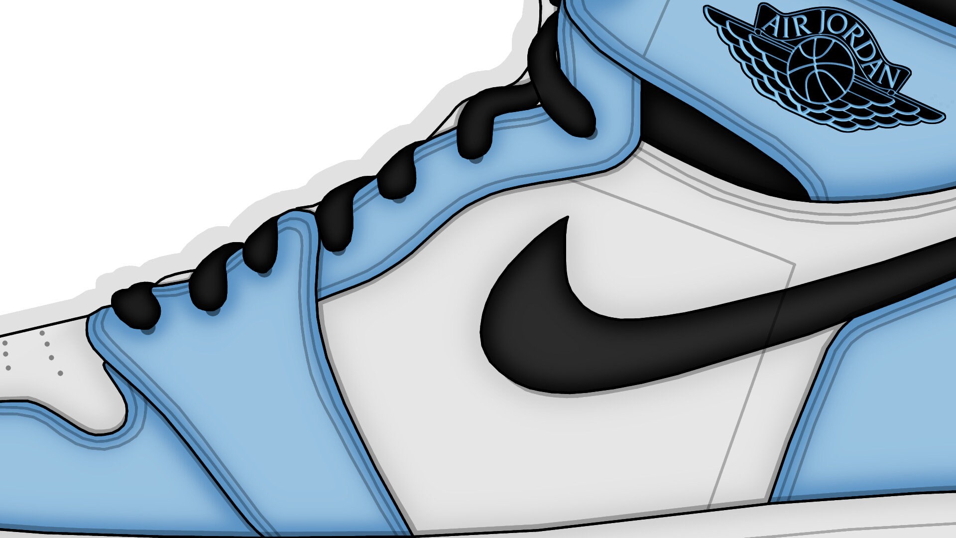 Air Jordan 1 UNC Blue Retro SNKRS Wall Art Hand Etsy