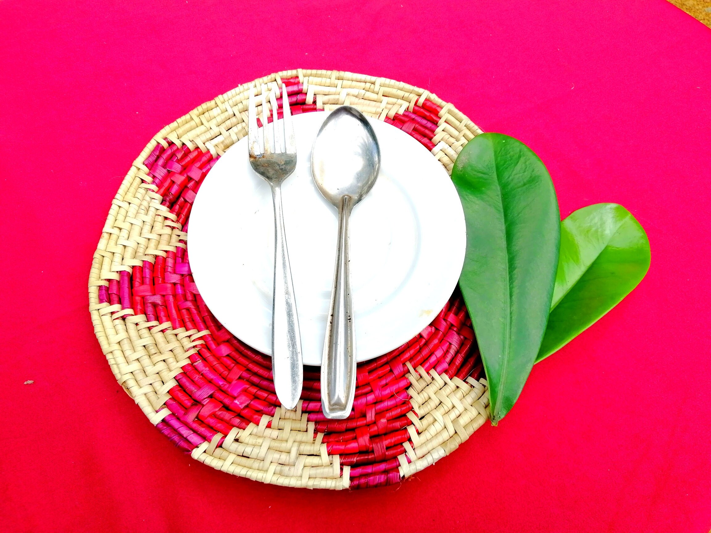 Hand woven natural round placemats Braided placemats Boho Etsy