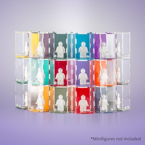 Kleurrijke vitrines voor minifiguren - kleur en maat aan jou keuze - stapelbaar en modulair