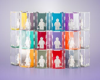 Colorful Minifigure Display Cases - You Pick Color and Size - Stackable and Modular