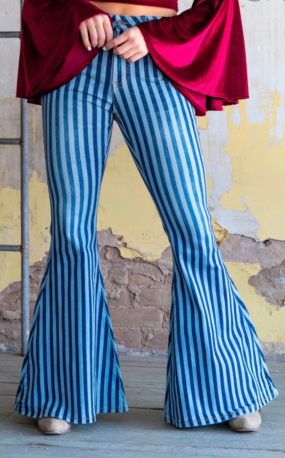 vertical striped bell bottoms