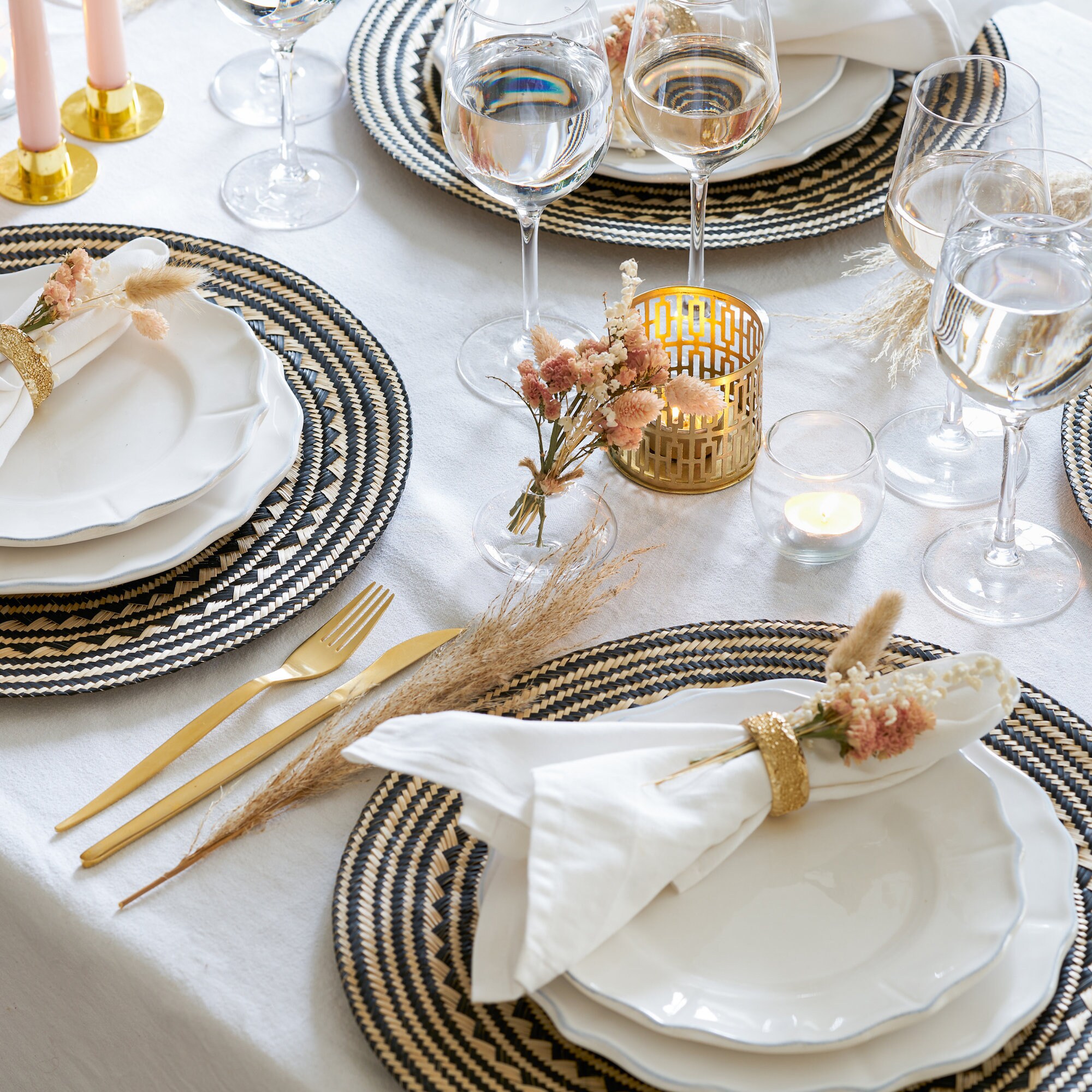 Straw Placemats Natural Woven Underplate Straw Decoration Etsy