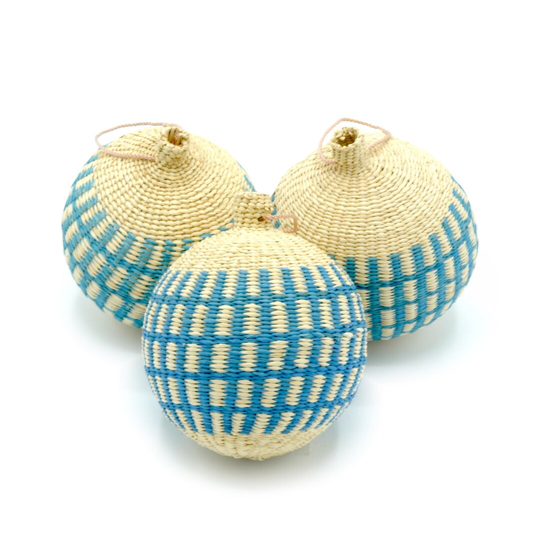 Ice Blue Christmas Tree Baubles Pack of 3 Handcrafted Etsy