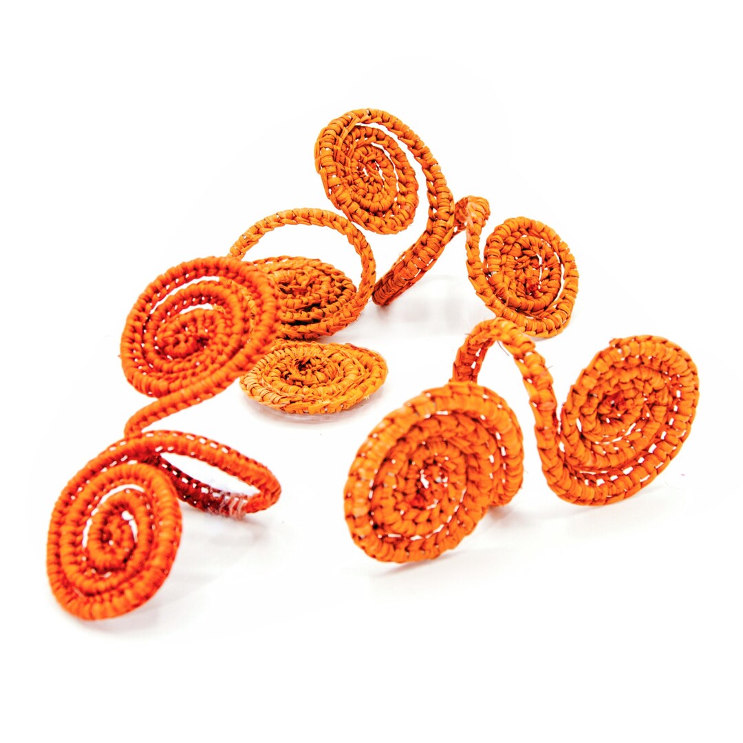 Orange Spiral Napkin Rings Set of 4 / Handwoven Wayuu Napkin Etsy